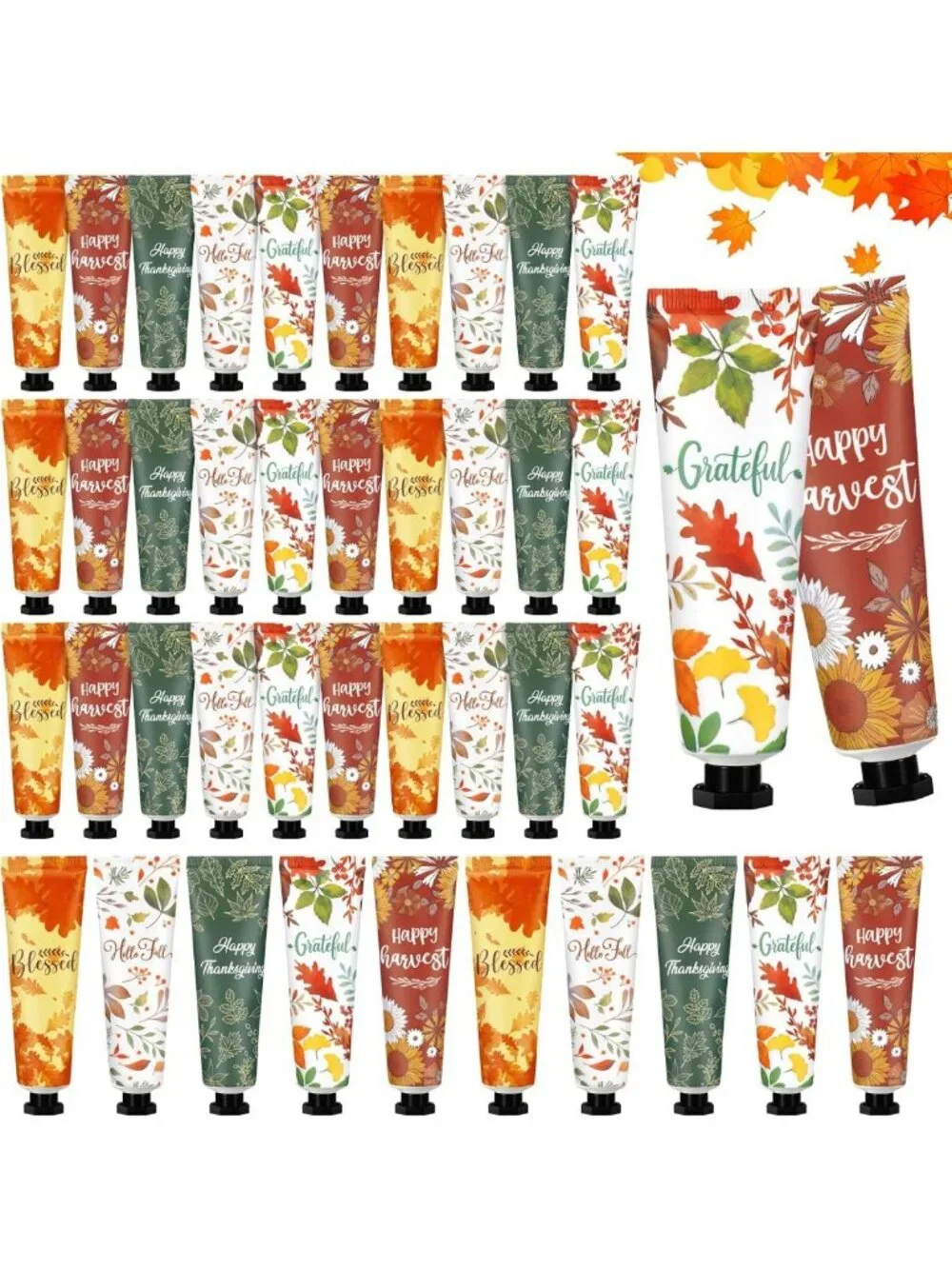 100 Pcs Fall Hand Lotion Gift Set for Women - Maple Leaves, Mini 30ml Creams